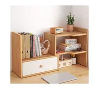 Book Shelf 2 Layers Corner Wood Desktop Bookshelf Adjustable Storage Organizer Display Shelf Rack with 1 Drawers Freestanding Small Desk Supplies Organizers（Log Color） Bookshelf(Right Corner)