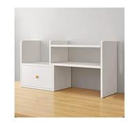 Book Shelf 2 Layers Wooden Desktop Bookshelf with 1 Drawer Adjustable Display Book Shelf Organizer Bookcases Storage Rack for Office Home Kitchen（White ） Bookshelf