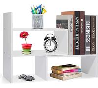 Book Shelf,Desk Shelf,Small Bookshelf Rack,Wood Desk Shelves Organiser,Adjustable Desktop Storage,Display Bookcases Desktop Bookshelf,Desktop Shelf,Desk Shelf Organiser for Office,Kitchen (White)