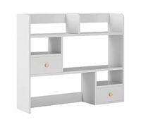 Book Shelf White Wood Desktop Shelf Organizer Office Dorm Desk Bookshelf Storage Display Rack Large Size and Capacity Bookshelf(L103*D17*H80cm)
