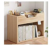 Book Shelf Wood Desktop Bookshelf Organizer 2-Tier Desk Shelf Office Shelves Storage Rack Children's Small Bookcase Display Stand Bookshelf(L40*D20*H45cm)