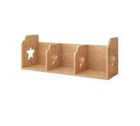 Book Shelf Wooden Desktop Shelf, with 3 Compartments Display Shelves, Multipurpose Bookshelf Storage Organizer for Dorm Office Home Bookshelf(Original Wood Varnish)