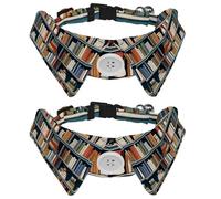 Book Shelves Decorative Dog Collar for Medium Dogs Puppies, 2 Packs Bowtie Dog Collar, Comfortable Velvet Cat Pet Bowtie with Bell