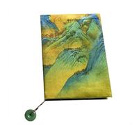 Book Sleeve A5 A6 Silk Satin Pouch with Lined Notebook Landscape Art Journal Set Jade Charm Gift(Light Colors,A6)