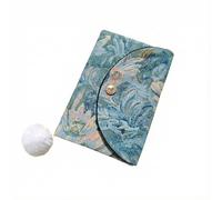 Book Sleeve A5 Blue Jacquard Pouch with Lined Notebook Floral Journal Set(A5 Standard Bi-fold)