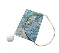 Book Sleeve A5 Blue Jacquard Pouch with Lined Notebook Floral Journal Set(A5 Tri-fold with Chain)