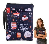 Book Sleeve Just One More Chapter, 29x22cm Waterproof Book Pouch with Zipper, Cute Book Protector Cover for Paperbacks, Bibles, Book Lover Gifts, Protective Book Pouch for Reading Lovers (Black)