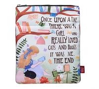 Book Sleeve with Zipper,Once Upon a Time There was a Girl Who Loved Cats and Books, Cute Book Lovers Gifts,11 x 8.5 Inch