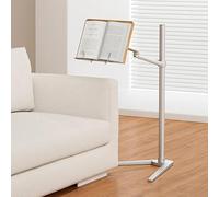 Book Stand 360° Swivel Adjustable Aluminum Arm Cookbook Holder with Clamp for Reading and Magazines