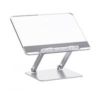 Book Stand, Aluminium and Acrylic Cookbook Desk Reading Stand, Adjustable & Foldable Book Holder, Also Compatible with Laptops and Tablets