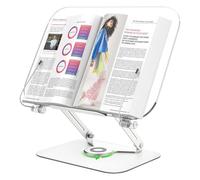 Book Stand - Book Holder | Cookbook Stand | Cookbook Rest Phone Copy Holder Easel Music Stands Display Stands for Office Kitchen Document Holders with 360° Rotating Base and Page Clips