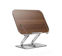 Book Stand for Reading, Adjustable Cookbook Stand with 360° Rotating Base & Page Clips for Music Scores, Recipe, Magazines, Laptop, Textbook
