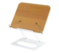 Book Stand for Reading, Foldable Book Holder for Desk Hands Free, Display Stand for Office, Kitchen, Cookbooks, Textbook, Recipe, Magazines, Tablets and Laptops (Yellow Wood)