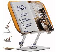 Book Stand for Reading Hands Free,Multi-Angle Adjustable Book Holder Stand with 360° Rotating Base & Page Clips,Foldable Cookbook Stand for Laptop Display Textbook Recipe Book Document Sheet Music