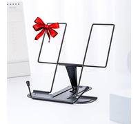 Book Stand for Reading, MSDADA Recipe Book Holder Cookbook Stand for Kitchen, Adjustable Metal Document Holder for Desk Textbook Presentation Material Tablet Music Book Stands for Display(Black)