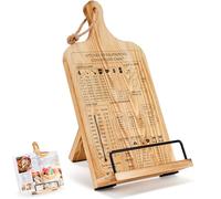 Book Stand Holder, Wooden Recipe Book Stand, Cookbook Stand for Kitchen Counters, Foldable Hangable Cookbook Holders for Display Stand, Rustic Cook Book Holder Stand