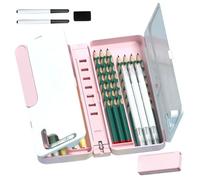 Book Stand with Inner Pencil Case Foldable Textbook Stand Portable Book Holder with Page Clip Writable Erasable for Reading, Rose
