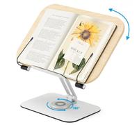 Book Stand with Page Clips, Adjustable Angle & Height, Foldable Ergonomic Reading Stand, Aluminum Alloy Book Holder for Music Sheet, Tablet, Cook Book, Recipe, Textbook