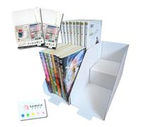 Book Stand with Visible Spine - White Set of 2 with Sticky Notes, Manga Organization Kit, Shelf Organization, Made in Japan