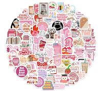 Book Stickers 100 Pcs, Pink Bookish Sticker for Kindle,Bookish Stickers for Scrapbook Water Bottles Laptops, Waterproof Cute Sticker for Book Lover