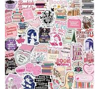 Book Stickers 200Pcs,Pink Romance Waterproof Bookish Stickers Pack,Girls Holographic Sticker,Glitter Vinyl Aesthetic Sticker for Kindlle,Laptop,Water Bottle,Scrapbook Journal,Gifts for Teens/Adults