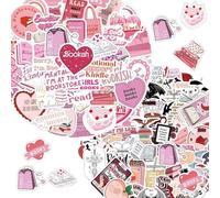 Book Stickers, Pink Stickers, 112pcs Scrapbooking Stickers, Bookish Aesthetic Reading for Scrapbook, Laptops