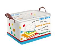 Book Storage Basket Waterproof Canvas Toy Storage Bin Blanket Baskets Collapsible Outdoor Basket with Leather Handles Book Organizer for Nursery Room Classroom Library Closets,Bedrooms,Gifts Baskets