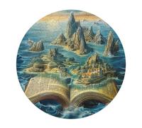 Book Surrounded Islands Ocean 120 Piece Circular Puzzle Animal Shape Premium Quality Challenging Brainteaser for Adults Durable Pieces Home Decor Wall Art 120 PCS
