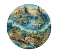 Book Surrounded Islands Ocean 128 Piece Circular Puzzle Animal Shape Premium Quality Stress Relief Brainteaser for Adults & Kids Home Decor Educational Game 120 PCS