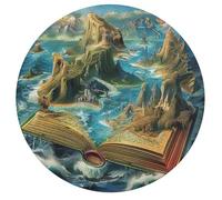 Book Surrounded Islands Ocean 195 Piece Circular Jigsaw Puzzle Animal Shape Stress Relief Puzzle Educational for All Ages Home Decor Challenging 195 PCS