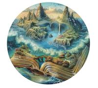 Book Surrounded Islands Ocean 68 Piece Round Jigsaw Puzzle Animal Shape All Ages Gift Puzzle Stress Relief Relaxing Activity Home Decor Educational Challenging 68 PCS