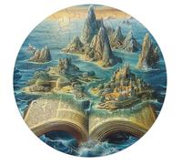Book Surrounded Islands Ocean 68 Piece Round Jigsaw Puzzle Animal Shape All Ages Gift Puzzle Stress Relief Relaxing Activity Home Decor Educational Challenging 68 PCS