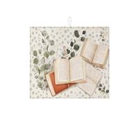 Book Theme Dish Drying Mats For Kitchen Counter, Vintage Leaf Absorbent Dish Drainer Rack Mat, Cozy Microfiber Drying Pad For Kitchen Counter Home Decor 16x18 Inch