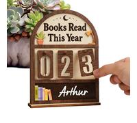 Book Tracker Counter, Wooden Decoration for Shelves - Reading Goal Counter - For Home Office Living Room Library Study Corner and Study Corner