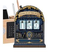 Book Tracker Sign - Reading Progress Counter for Home Library | Solid Wood Display Board with Erasable Writing, Decorative Goal Chart for Shelf Desk Classroom Wall