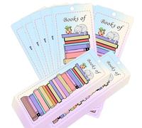 Book Tracker Stacked Books Design Double-Sided Page Markers - 50 Pack, 3 x 8 Inch Reading List Bookmark Libraries Cards