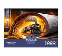 Book Train Tunnel 1000 Piece Classic Jigsaw Puzzle Magical Story Journey Jigsaw Puzzle Bundle Sturdy Cardboard DIY Fun Challenging Family Game Beautiful Decor Kids 70x50cm/1000pc
