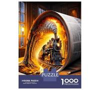 Book Train Tunnel 1000pc Puzzle for Adults Magical Story Journey Jigsaw Puzzle Thick Cardboard Impossible Hard Challenging Relaxation Creativity Gift Giving for Adults 70x50cm/1000pcs
