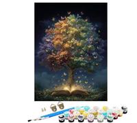 Book Tree of Life Paint by Numbers for Children, 24x32 inch Large Paint by Numbers for Adults, DIY Oil Paintings Crafts for Women Gifts With Brushes and Acrylic Pigment Home Wall Decor BJHWK155