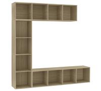 vidaXL Bookcases 3 pcs Black Oak 36 x 30 x 143 cm Engineered wood
