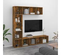(smoked oak) vidaXL Book/TV Cabinet Set 3 Piece Book Stand Rack Wall Shelf Multi Colours