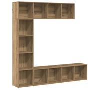 vidaXL Book Cabinets 3 Pcs Artisan Oak Engineered Wood, Brown