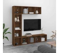 (brown oak) vidaXL Book/TV Cabinet Set 3 Piece Book Stand Rack Wall Shelf Multi Colours