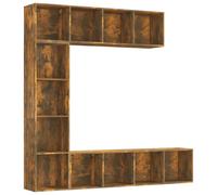 vidaXL 3 Piece Book/TV Cabinet Set Smoked Oak 180x30x180 cm
