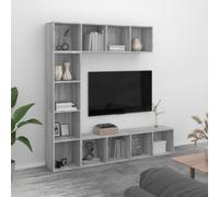 vidaXL 3 Piece Book/TV Cabinet Set Grey Sonoma 180x30x180 cm