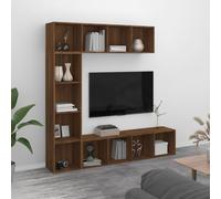 (brown oak) vidaXL Book/TV Cabinet Set 3 Piece Book Stand Rack Wall Shelf Multi Colours