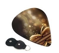 Book Under The Light Set Of 6 Guitar Plectrums For Acoustic Guitar, Electric Guitar, Bass, Ukulele - Thin, Medium And Thick.