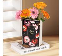 Book Vase, Ceramic Flower Vase Modern Decorative Home Decor Gift Idea Unique Bookshelf Decor for Home, House Warming,Office， Dining Table，Living Room (Jane Eyre)
