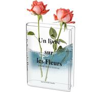 Book Vase - Clear Acrylic Flower Vase - Transparent Book-Shaped Tulip Vase - Cute Bookshelf Decoration for Flower Arrangements, Centerpieces & Home Décor