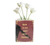 Book Vase for Flower, Unique "How to Get Away with Murder" Themed Ceramic Vase, Perfect Bookworm Gifts for Book Lovers, Ideal Bookshelf Decor & Home Decor for Home Office, Bookcase, Living Room